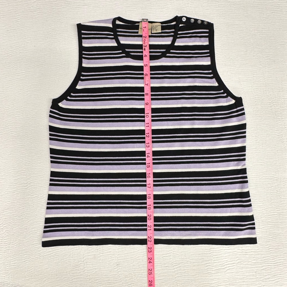 Massini Black and Lavender Purple Striped Tank Top Classy Modest - Picture 5 of 7